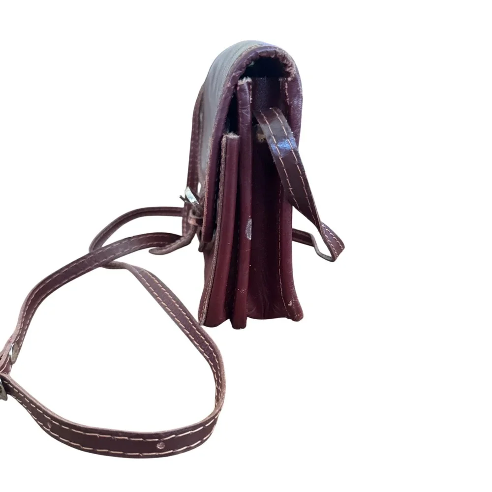 Vera Pelle Italy Raw Leather Sm‎ Crossbody structured 6.5x5.5 x2.5 preloved